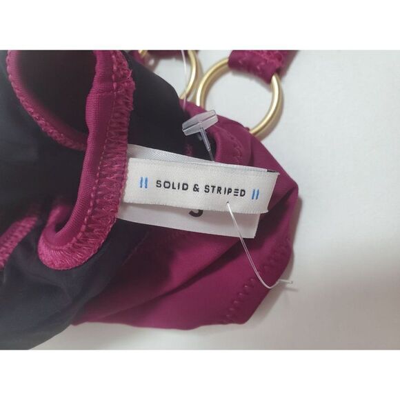 Solid & Striped Minimalist O Ring Bikini Top Maroon Eggplant Jewel Tone - Picture 4 of 6